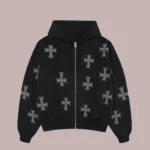BLACK WHITE RHINESTONE HOODIE