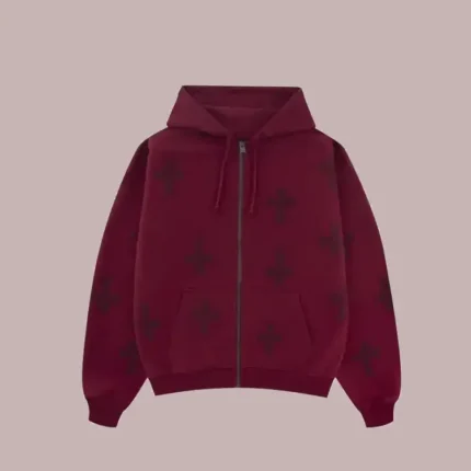 DARK RED RHINESTONE HOODIE