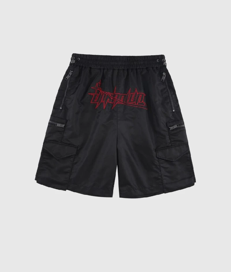 Unknown London Embroidered Nylon Shorts Black 2 Unknown London Embroidered Nylon Shorts Black 2