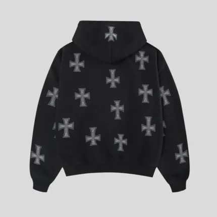 BLACK WHITE RHINESTONE HOODIE 1
