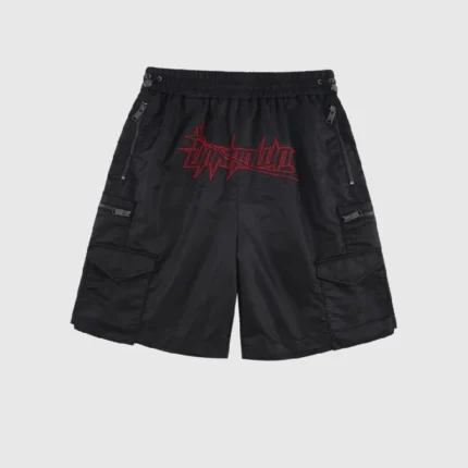 Unknown London Embroidered Nylon Shorts Black 2 (1)