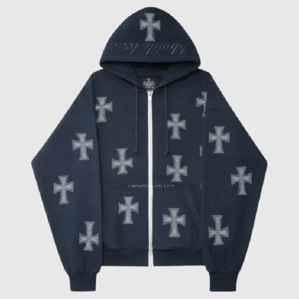 Unknown London Rhinestone Hoodie NavyWhite 3