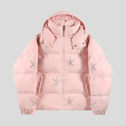 UNKNOWN LONDON】PINK ALL OVER SILVER DAGGER RHINESTONE PUFFER