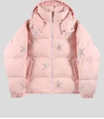 UNKNOWN LONDON】PINK ALL OVER SILVER DAGGER RHINESTONE PUFFER . 1