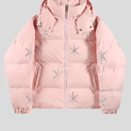 UNKNOWN LONDON】PINK ALL OVER SILVER DAGGER RHINESTONE PUFFER . 1
