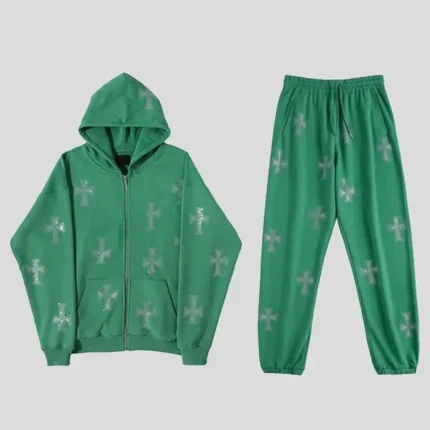 Y2k Aesthetic Cross Rhinestone Tracksuit Jogging Suit 90s Vintage (1)