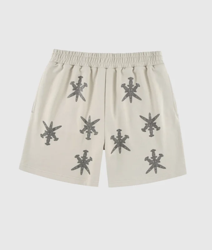Unknown London Rhinestone Shorts Sand 2